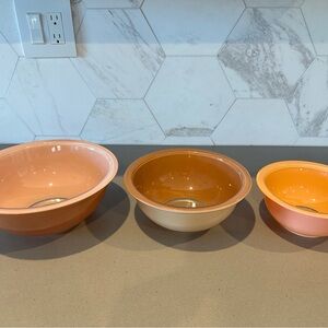 Vintage PYREX Autumn Peach Rainbow Mixing Nesting Bowl Set 322 323 325